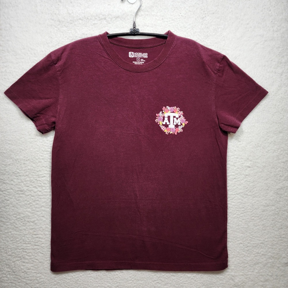Aggieland Outfitters Texas A&M Aggie Mom Floral Maroon T-Shirt Womens Large